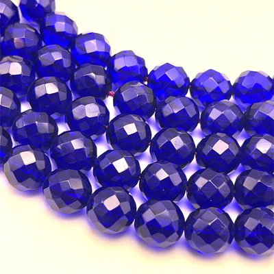 Glass Beads Strand 12.0 mm Ball Briolette Cut VS Clarity Navy Blue Color Birthstone Jewelry Making