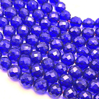 Glass Beads Strand 8.00 mm Ball Briolette Cut VS Clarity Navy Blue Color Birthstone Jewelry Making