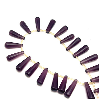 Glass Beads Strand 27x8-19x8 mm Round Tear Drop Plain Cut VS Clarity Brown Color Birthstone Jewelry Making