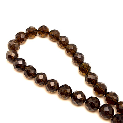 Smoky Quartz Beads Strand 13 mm Ball Briolette Cut VS Clarity Mocha Brown Color Birthstone Jewelry Making