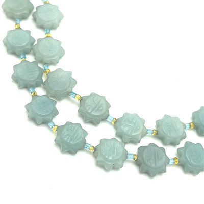 Jade Beads Strand 12.5-12 mm Craving Face Plain Cut VS Clarity Cool Green Color Birthstone Jewelry Making