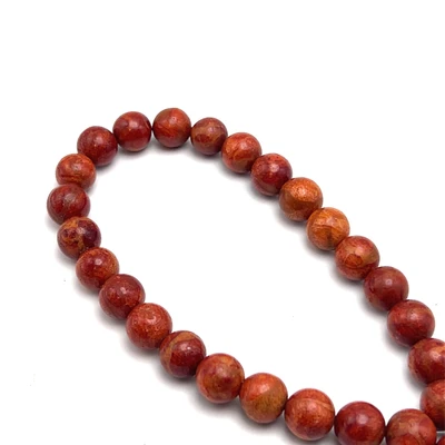 Wood Bead Beads Strand 10-9.5 mm Ball Plain Cut VS Clarity Rust Orange Color Birthstone Jewelry Making