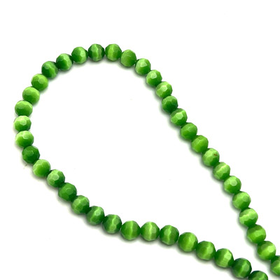 Glass Beads Strand 6.00 mm Round Facet Cut VVS2 Clarity Forest Green Color Birthstone Jewelry Making