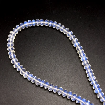 Glass Beads Strand 7.00 mm Tyre Facet Cut VVS2 Clarity White Color Birthstone Jewelry Making