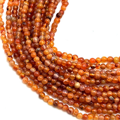 Carnelian Beads Strand 3.5-3 mm Ball Plain Cut VS Clarity Salamander Orange Color Birthstone Jewelry Making