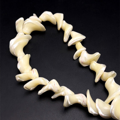 Mother of Pearl Beads Strand 28x15-22x13 mm Ship Plain Cut VVS Clarity Light Cream Color Birthstone Jewelry Making