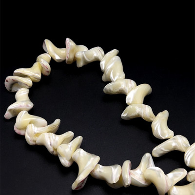 Mother of Pearl Beads Strand 25x15-21x12 mm Ship Plain Cut VVS Clarity Light Cream Color Birthstone Jewelry Making