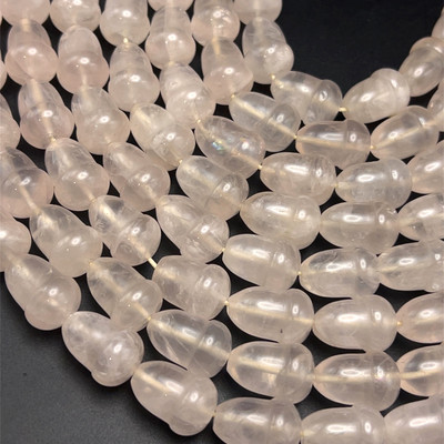 Rose Quartz Beads Strand 17x12.5 mm Rose Apple Plain Cut VS Clarity Pale Pink Color Birthstone Jewelry Making