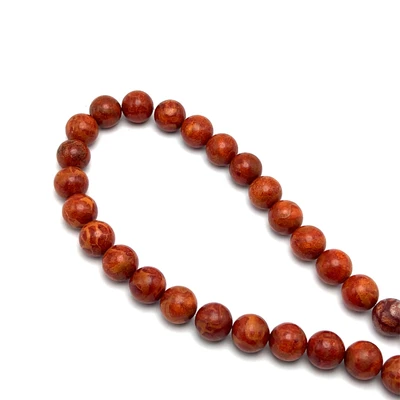 Wood Bead Beads Strand 12.5 mm Ball Plain Cut VS Clarity Rust Orange Color Birthstone Jewelry Making