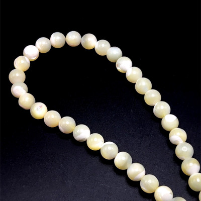 Shell Beads Strand 9.00 mm Ball Plain Cut VVS Clarity Light Cream Color Birthstone Jewelry Making