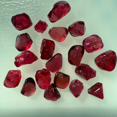 Natural Spinel Uncut Rough 20 Pieces 19.88 Carats Raspberry Red Color 5A Quality Burmese Mines Raw Gemstone