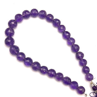 Natural African Amethyst Beads | Briolette Faceted Ball | 7-9mm | 27 Pcs 85 Carats | Indigo Purple | VVS Clarity | 8 Inch Loose Strand Gemstone Jewelry Making