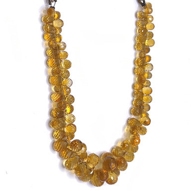 Natural Citrine Gemstone | Drop Briolette Cut 6x4-7x5mm | Amber Yellow VVS1 Clarity | 96 Pcs 85 Carats | 8 Inch Beads Drilled Strand For Jewelry Making