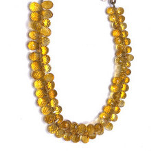 Natural Citrine Gemstone Beads | 8x6-9x6mm Drop Briolette Cut 72 Pcs 124 Carats | Golden Yellow Citrine VVS2 Clarity | 8.25 inch November Birthstone Drilled Strand for Jewelry Making