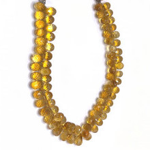 Citrine Beads 9x6-8x6mm Briolette Cut Drop Golden Citrine Color FL Clarity Gemstone for Jewelry Making