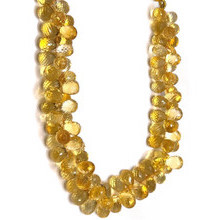 Natural Citrine Gemstone Beads | 7x5-8x5mm Teardrop Briolette Cut 109 Pcs 119 Carats | Dandelion Yellow VVS1 Clarity | 10 inch Faceted Drops Strand for Jewelry Making