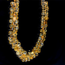 Natural Citrine Gemstone Beads | 9x6-10x6mm Drop Briolette Cut 87 Pcs 171 Carats | Amber Yellow VVS Clarity | 9.25 inch Faceted Teardrop Strand Handmade Supplies