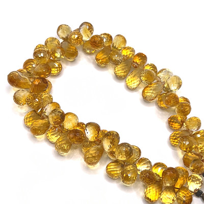 Citrine Gemstone Beads 9x6-8x6mm Briolette Cut Drop Golden Citrine Color FL Clarity Strings for Jewelry Making