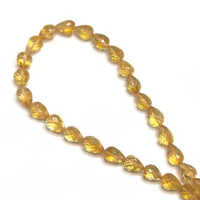 Natural Citrine Gemstone Beads 10x6-8x6mm Briolette Cut Drop Amber Yellow Color VVS Clarity Strands for Jewelry Making