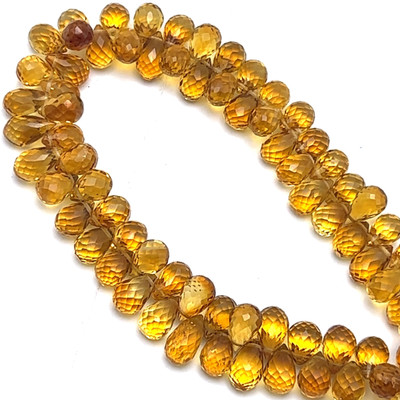 Citrine Gemstone Beads 9x6mm Drop Briolette Cut Golden Citrine Color VVS Clarity Strands for Jewelry Making