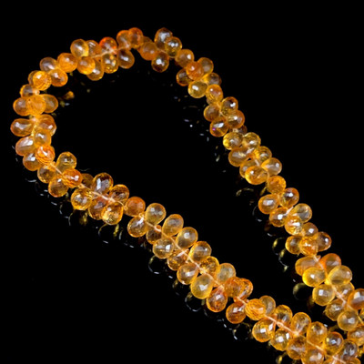 Natural Citrine Gemstone Beads | 7x5mm Drop Briolette Cut 118 Pcs 112 Carats | Madeira VS Clarity | 10.25 inch High Count Strand for Jewelry Making Supplies