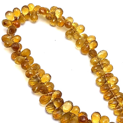 Citrine Gemstone Beads 8x5-7x5mm Drop Briolette Cut Madeira Color VVS Clarity Strands for Jewelry Making