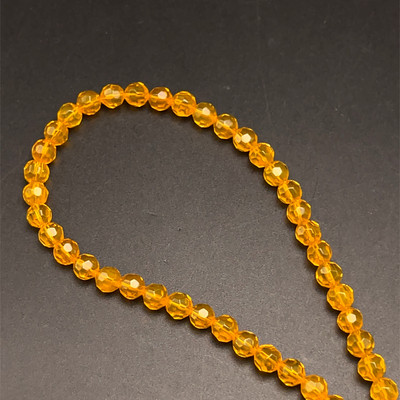 Glass Beads Strand 6.00 mm Ball Facet Cut Orange Color VS Clarity Handmade Jewelry Making