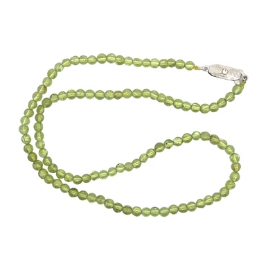 Natural Peridot Plain Beads Ball Gemstone Handmade Necklace