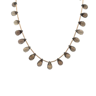 Natural Smoky Quartz Drop Briolette Cut Beads Gemstone Necklace