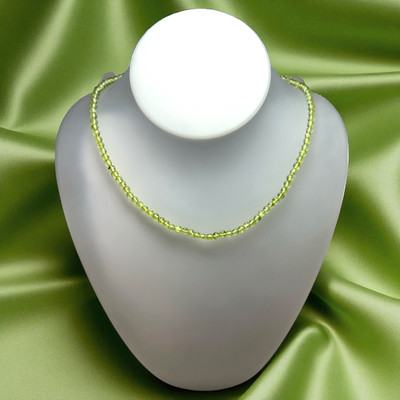 Natural Peridot Plain Ball Beads Semiprecious Necklace