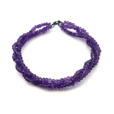 Natural Amethyst Africa Rondelle Facet Beads Gemstone Bracelet