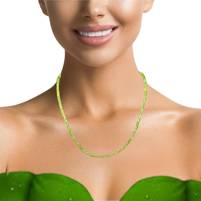 Natural Peridot Rondelle Facet Cut Beads Gemstone Birthmonth Necklace