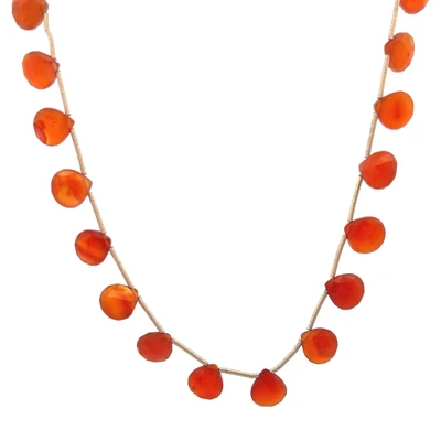 Natural Carnelian Heart Briolette Cut Beads Gemstone Necklace