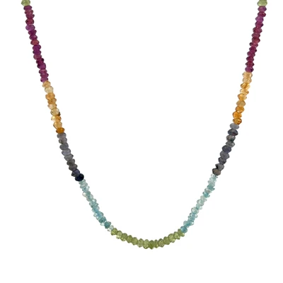 Natural Multi Semiprecious Rondelle Faceted Beads Necklace