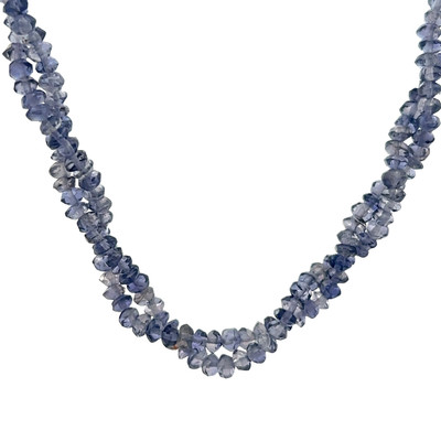 Natural Iolite Rondelle Faceted Beads Semiprecious Necklace