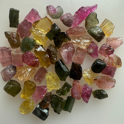 Natural Multi Tourmaline Rough 38.75 Carats 50 Piece 4A Quality Raw Uncut October Birthstone Gemstone