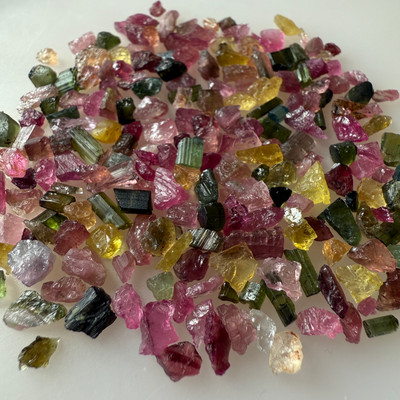 Natural Multi Tourmaline Rough 76.7 Carats 226 Piece 3A Quality Raw Uncut October Birthstone Gemstone