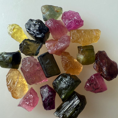Natural Multi Tourmaline Rough 25.02 Carats 20 Piece 4A Quality Raw Uncut October Birthstone Gemstone