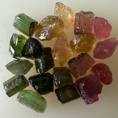 Natural Multi Tourmaline Rough 25.07 Carats 20 Piece 4A Quality Raw Uncut October Birthstone Gemstone