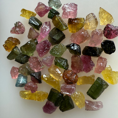 Natural Multi Tourmaline Rough 41.2 Carats 50 Piece 4A Quality Raw Uncut October Birthstone Gemstone