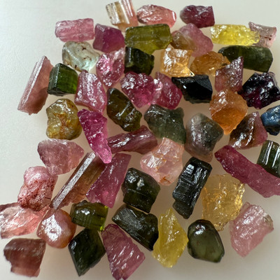 Natural Multi Tourmaline Rough 49.64 Carats 52 Piece 4A Quality Raw Uncut October Birthstone Gemstone