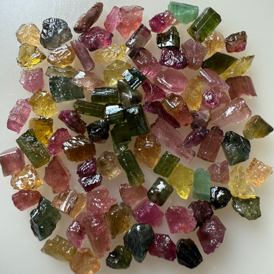 Natural Multi Tourmaline Rough 67.3 Carats 86 Piece 4A Quality Raw Uncut October Birthstone Gemstone