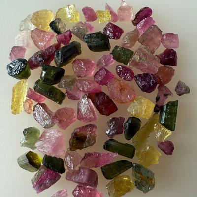 Natural Multi Tourmaline Rough 25.08 Carats 46 Piece 4A Quality Raw Uncut October Birthstone Gemstone