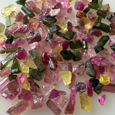 Natural Multi Tourmaline Rough 55.03 Carats 100 Piece 3A Quality Raw Uncut October Birthstone Gemstone