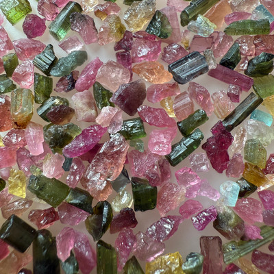 Natural Multi Tourmaline Rough 50.59 Carats 92 Piece 3A Quality Raw Uncut October Birthstone Gemstone