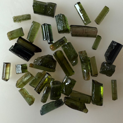 Natural Green Tourmaline Rough 32.16 Carats 34 Piece 4A Quality Raw Uncut October Birthstone Gemstone