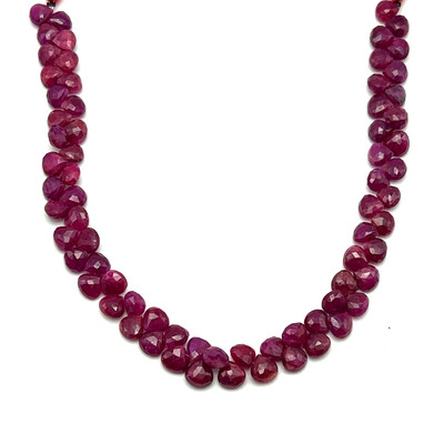 Natural Ruby 7mm Carmine Color Heart Briolette Facet Cut VS Clarity Loose Precious Gemstone Beads