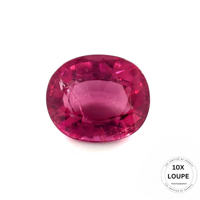 Rubellite Natural Certified Gemstone Oval Fancy German Cut VVS1 Clarity 7.02 Carats Fuchsia Pink Color October Birth Month Tourmaline Birthstone Radiant Gem for Strength, Vitality and Emotional Balance