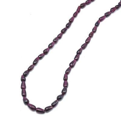 Natural Garnet Smooth Drop Bead 15 Inch Necklace Smooth Plain Red Gemstone Jewelry