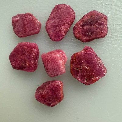 Natural Ruby Uncut Earth mined Rough 33.6 Carats 7 Pcs Unheated Hot Pink Color Mozambique Mines Raw Gemstone July Birthstone